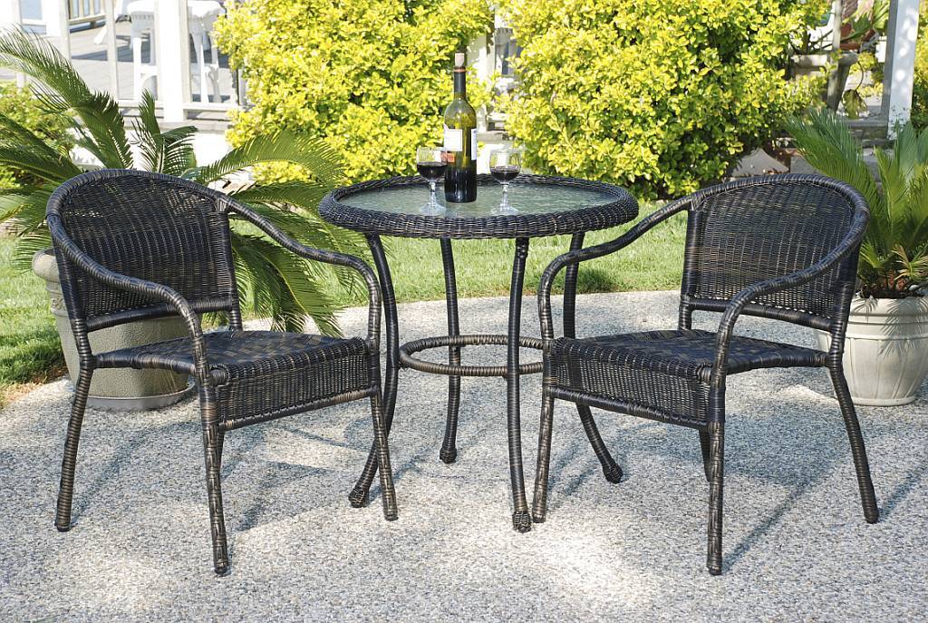 wicker bistro table and chairs