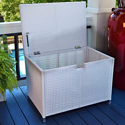 White Color Wicker Storage Box