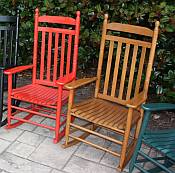 Pair of Country Style Slat Back Rocking Chairs