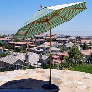 9 Ft Quad Pulley  Wooden Market Umbrella with Tilt