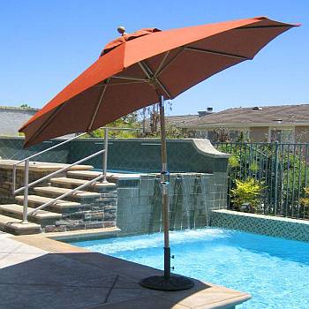 9 ft Classic Teak Market Umbrella with Tilt