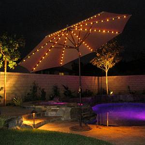 11 ft Auto Tilt - LED Lights Market Umbrella