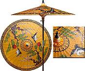 7ft Oriental Umbrella- Cranes of Life- Golden Orange