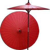 7ft Oriental Umbrella- Solid Red