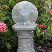 Solar Chameleon Gazing Ball and Pedestal - 3560MRM1
with Crackled Glass