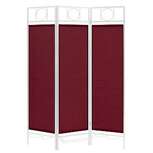 Contemporary Sunburst Patio Privacy Screen, White Frame - Burgundy Fabric