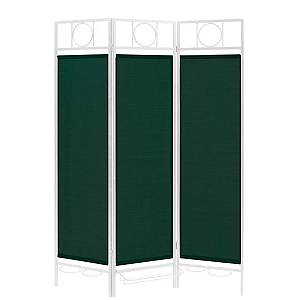 Contemporary Sunburst Patio Privacy Screen, White Frame - Green Fabric