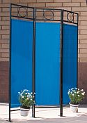 Contemporary Privacy Screen - Black Frame/Pacific Blue Fabric