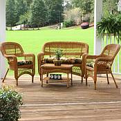 Tortuga Portside Southwest Amber Wicker Conversation Set