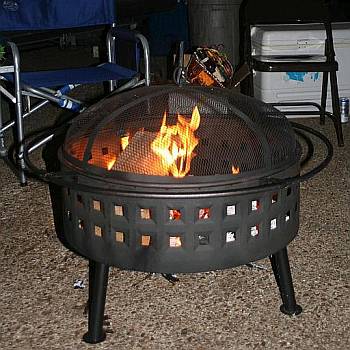 Aged Bronze Outdoor Fire Bowl with Square Design